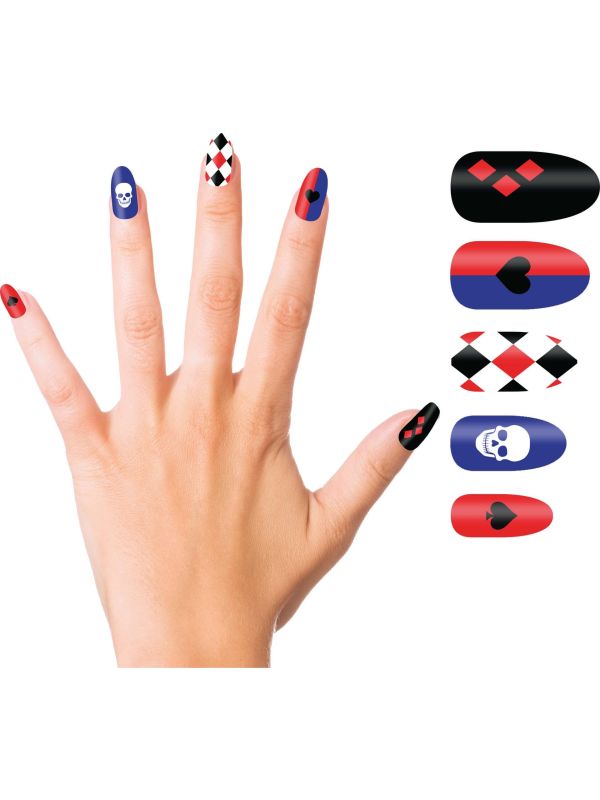 10 Harley Quinn nepnagels met lijm