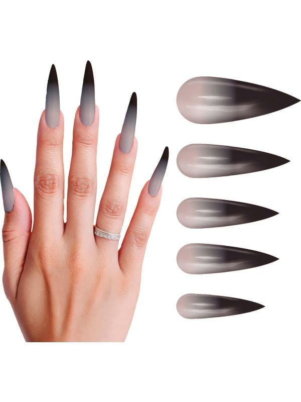 10 lange nagels gothic met lijm