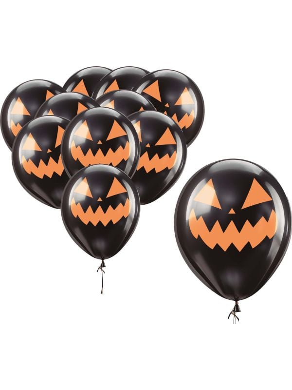 10 zwarte pompoen ballonnen 30 cm halloween