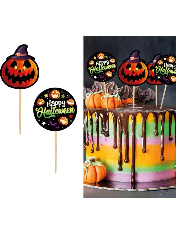 12 taartprickers pompoen 6 cm halloween