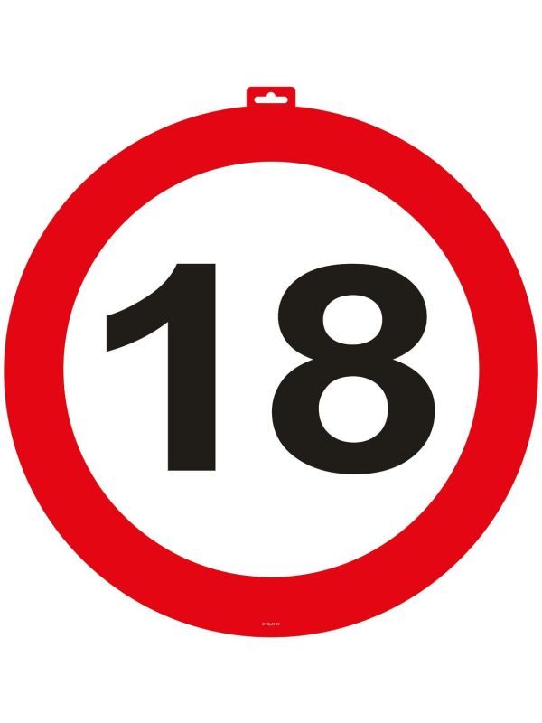 18 jaar verkeersbord deurbord
