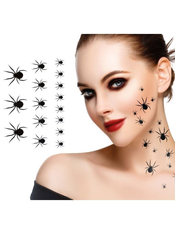 2 vellen met 16 spinnen tattoos halloween 15 x 11 cm