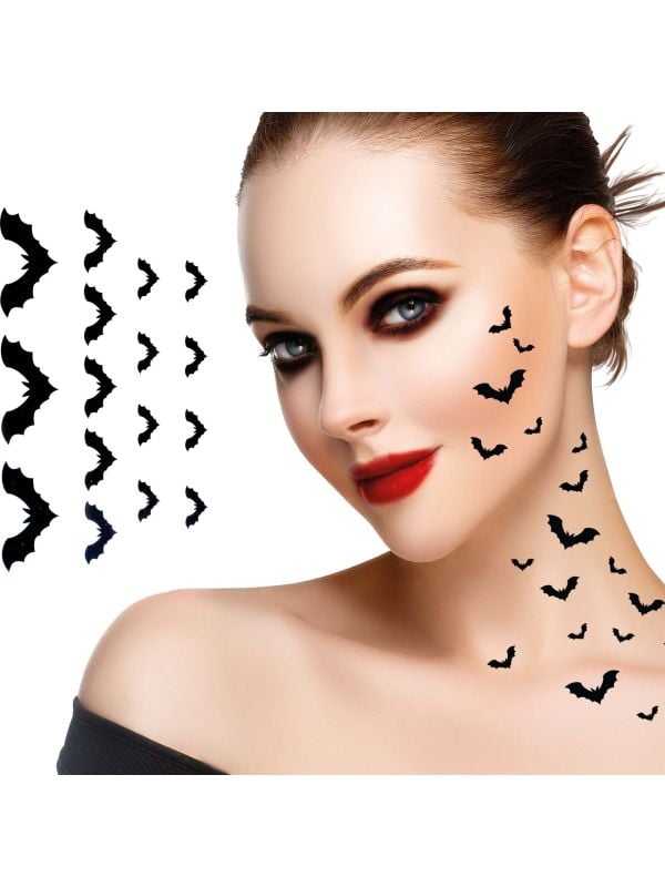 2 vellen met 16 vleermuizen tattoos halloween 15 x 11 cm