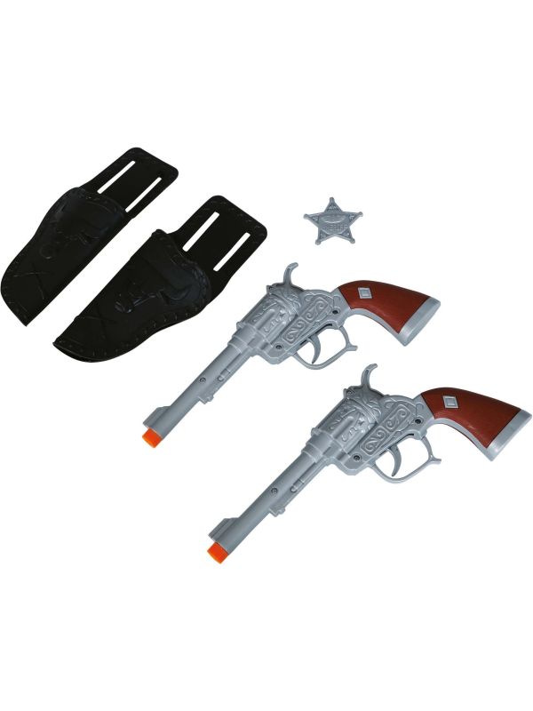 Cowboy pistoolriem, lederen dubbele pistoolholsters Cowboy pistoolriem, lederen dubbele pistoolholsters
