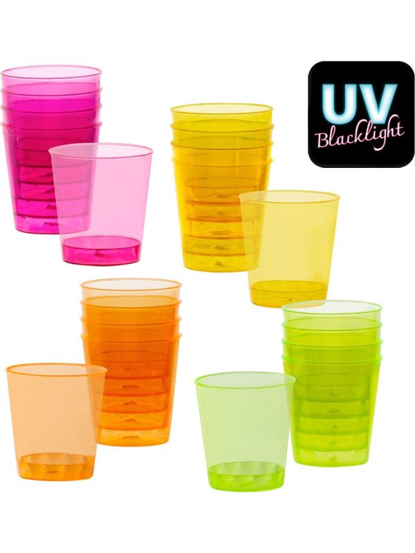20 Neon Plastic Shotglazen