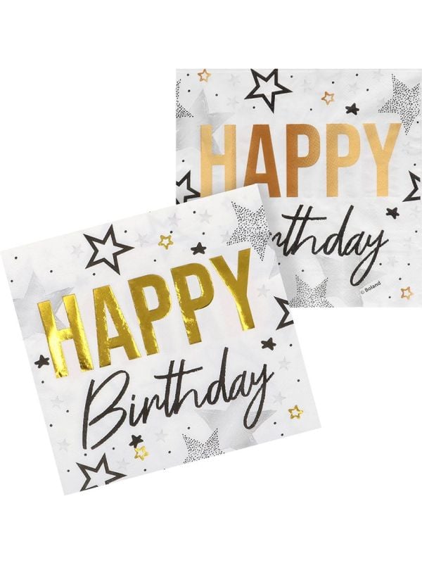 20 Papieren 'Happy Birthday' Servetten