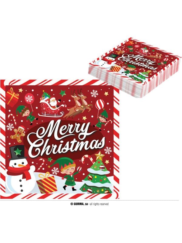 20 papieren kerstfiguren merry christmas kerstservetten