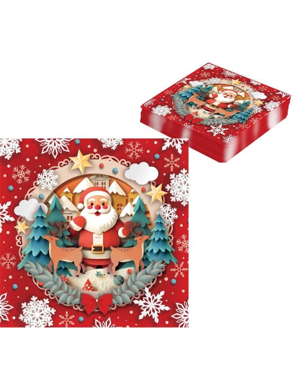 20 papieren klassieke kerstman kerstservetten