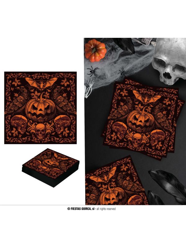 20 papieren servetten gothic pompoen halloween