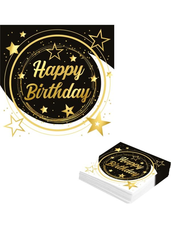 20 papieren servetten "Happy Birthday"