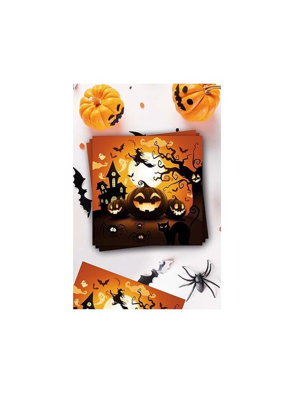 20 Stuks Pompoen-servetten – Halloween Feestdecoratie, Papieren Servetten Met Pompoenprint, Voor Feestjes En Bijeenkomsten