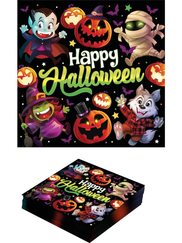 20 papieren servetten vrolijke halloween monsters