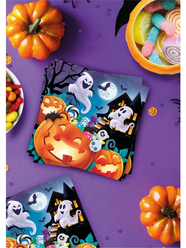 20 papieren servetten vrolijke pompoen halloween