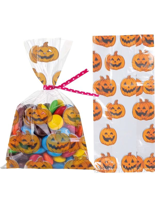 20 snoepzakjes pompoenen 28 x 13 cm halloween