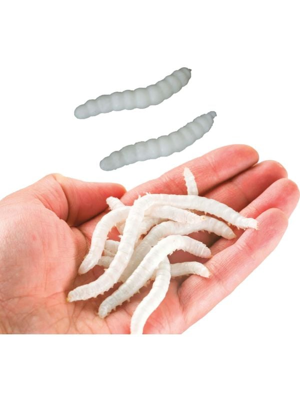 20 witte elastische wormen 4 cm halloween
