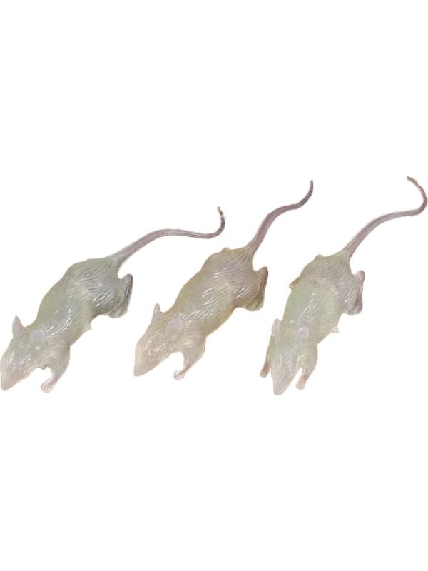 3 glow in the dark ratten 7 cm halloween