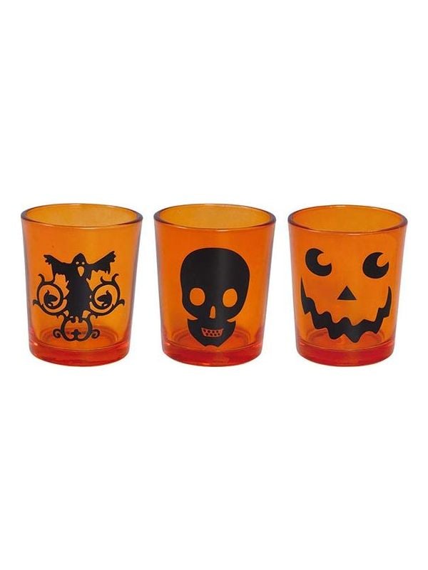 3 waxine licht glazen halloween 6,5 x 5 cm main product photo