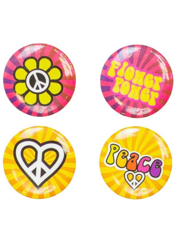 4 Hippie Buttons