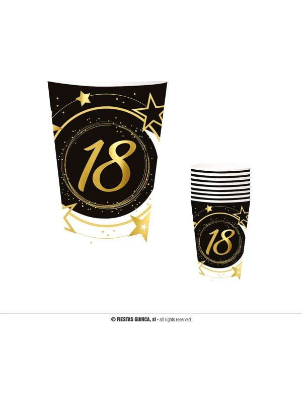 6 papieren drinkbekers 18 jaar 240 ml