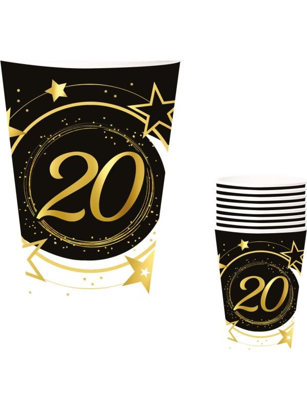 6 papieren drinkbekers 20 jaar 240 ml