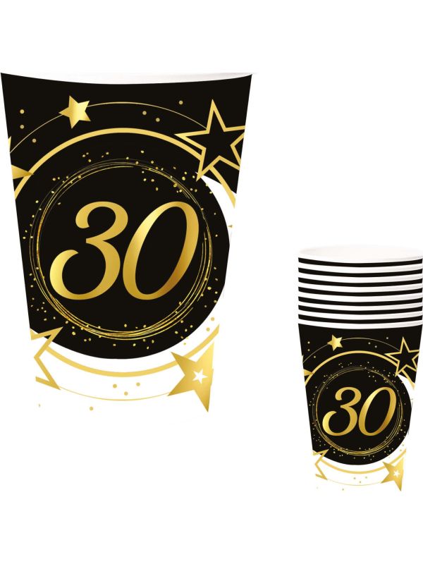 6 papieren drinkbekers 30 jaar 240 ml