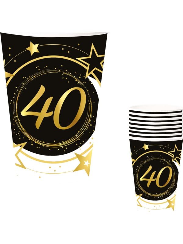 6 papieren drinkbekers 40 jaar 240 ml