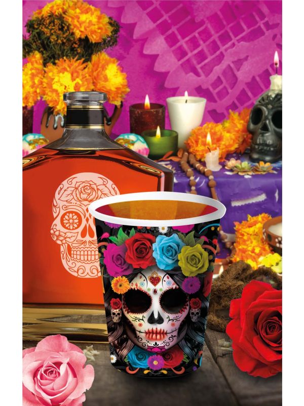 6 papieren drinkbekers Día de Muertos 240 ml