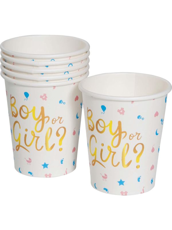 6 papieren drinkbekers Gender Reveal 240 ml main product photo