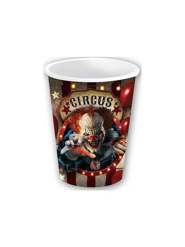 6 papieren drinkbekers horror clown 240 ml halloween