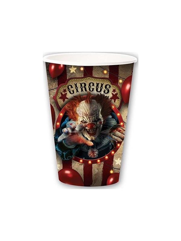 6 papieren drinkbekers horror clown 355 ml halloween