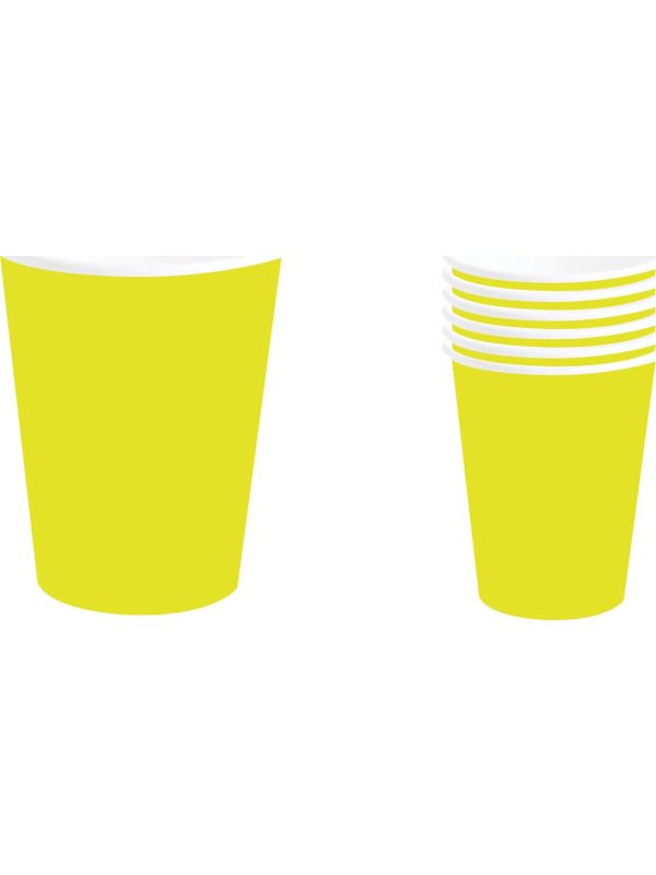 6 papieren drinkbekers neon geel 240 ml main product photo