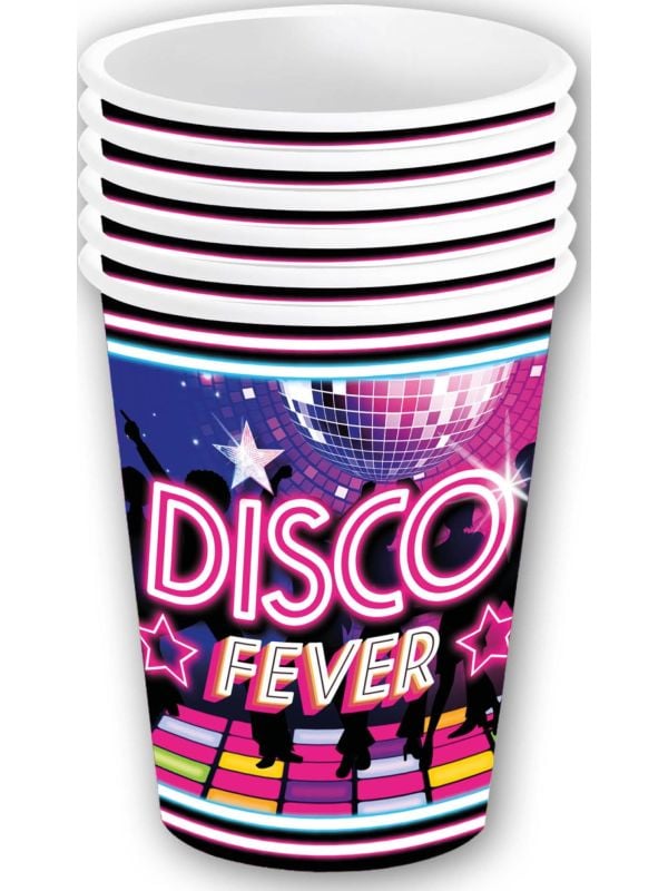 6 papieren drinkbekers retro disco 240 ml