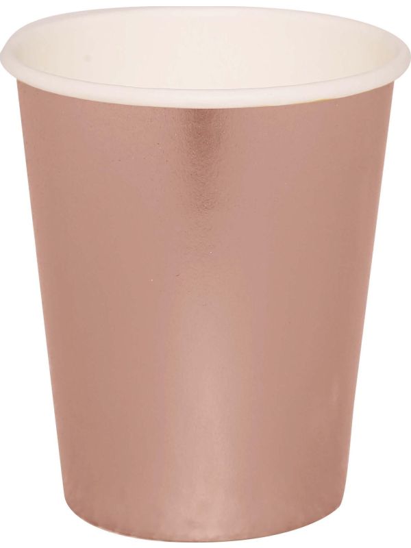 6 papieren drinkbekers roségoud 240 ml main product photo