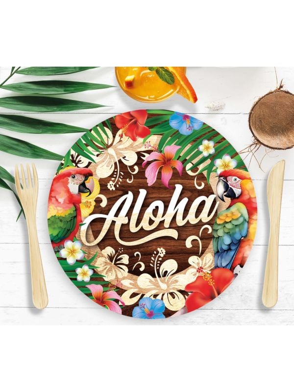 6 papieren eetborden Aloha Hawaii