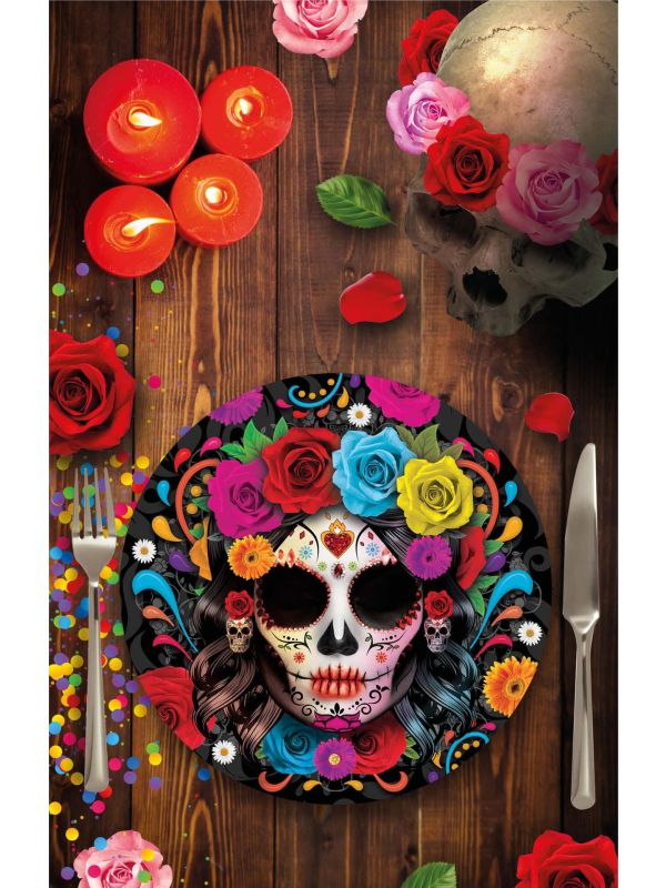 6 papieren eetborden Día de Muertos