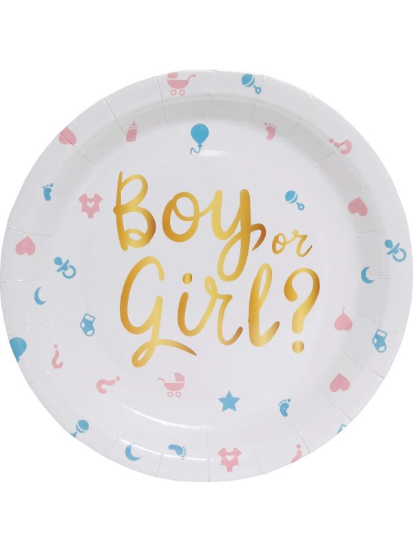 6 papieren eetborden Gender Reveal main product photo
