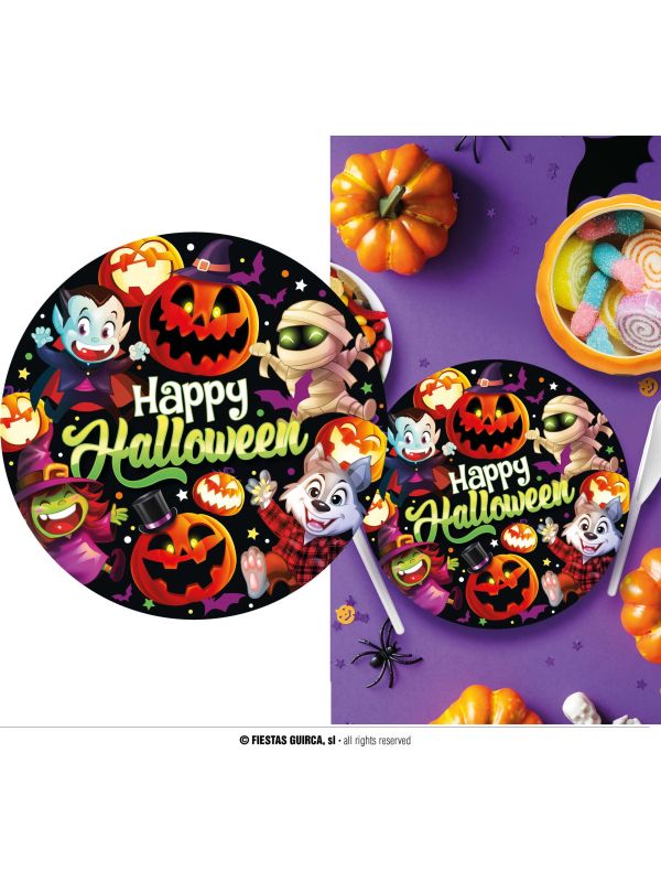 6 papieren eetborden vrolijke halloween monsters