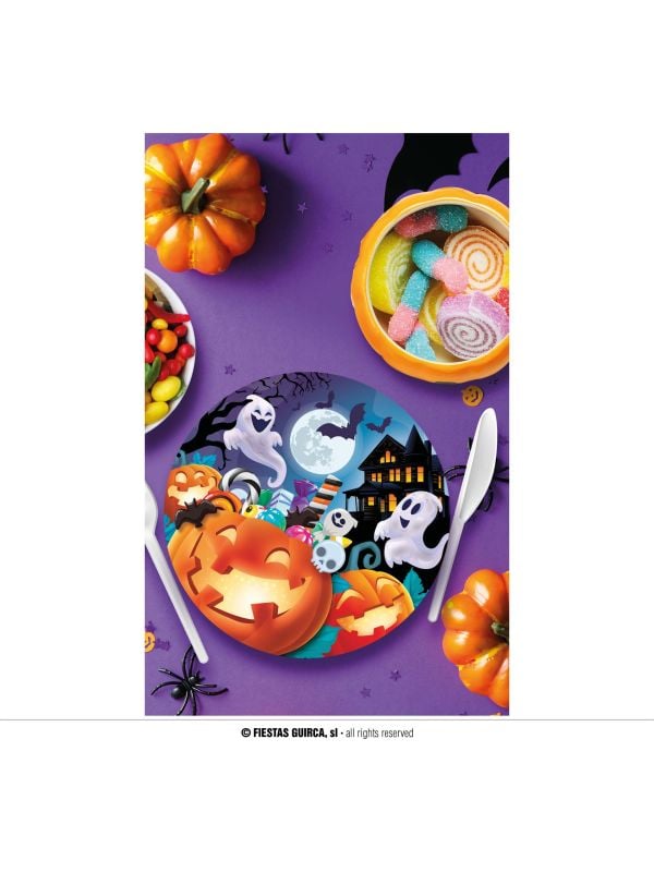 6 papieren eetborden vrolijke pompoen halloween