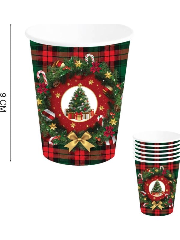 6 papieren kerst drinkbekers kerstboom