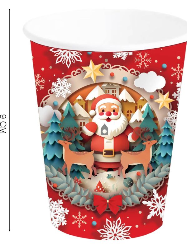 6 papieren kerst drinkbekers klassieke kerstman
