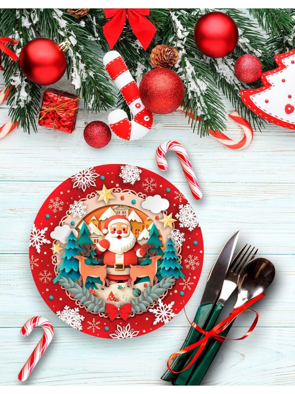 Set van 6 onderborden kerstservies Rosso Natale kerstboom en goudvink Set van 6 onderborden kerstservies Rosso Natale kerstboom en goudvink