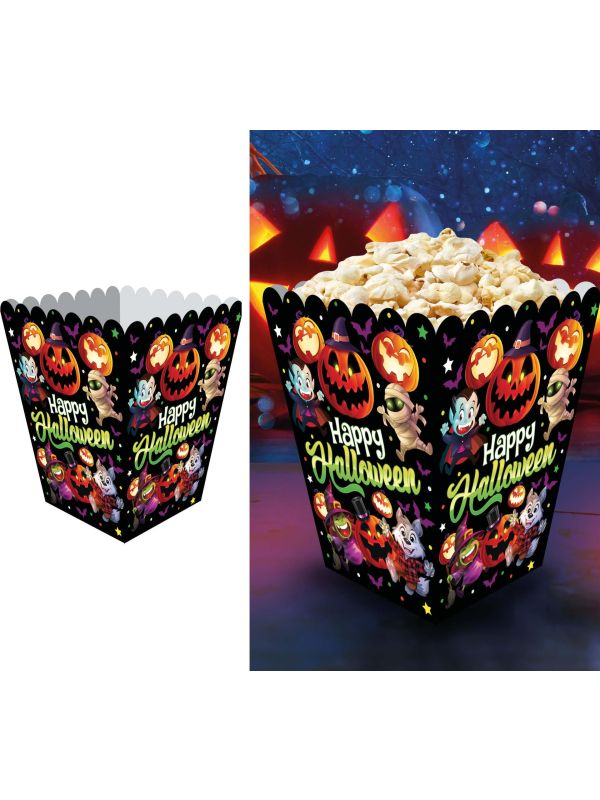 6 papieren popcornbakken vrolijke halloween monsters 60 x 33 cm