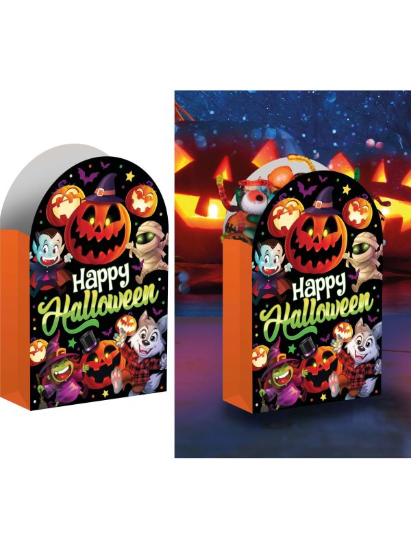 6 papieren snoepbakjes vrolijke halloween monsters 35 x 20 cm