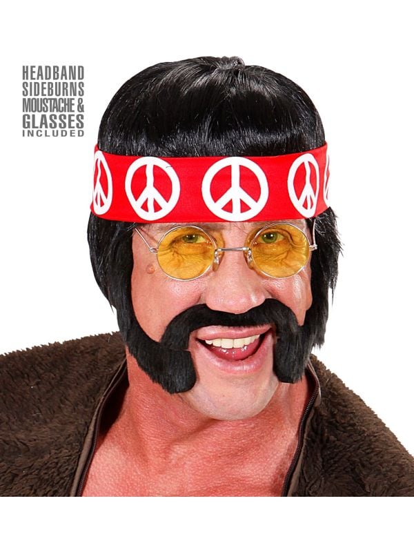 60s hippie pruik zwart main product photo