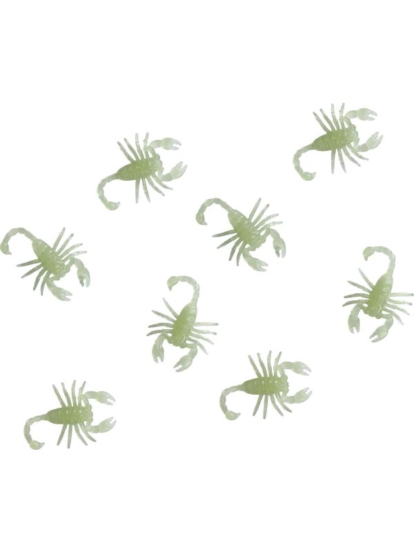8 glow in the dark schorpioenen 5 cm halloween