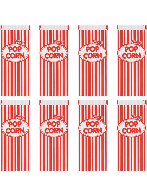 8 papieren popcorn uitdeelzakjes Kinderfeest