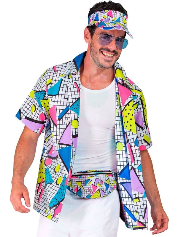 80s Disco Shirt Mannen Wit