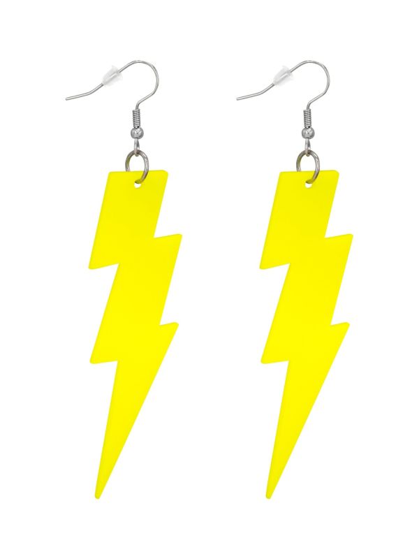 80s Neon Gele Bliksem Oorbellen Vrouwen