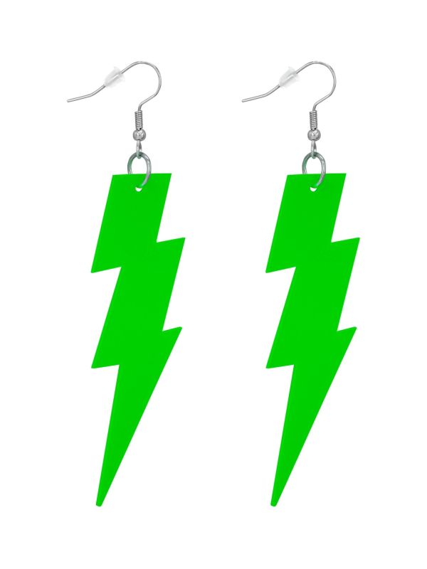 80s Neon Groene Bliksem Oorbellen Vrouwen