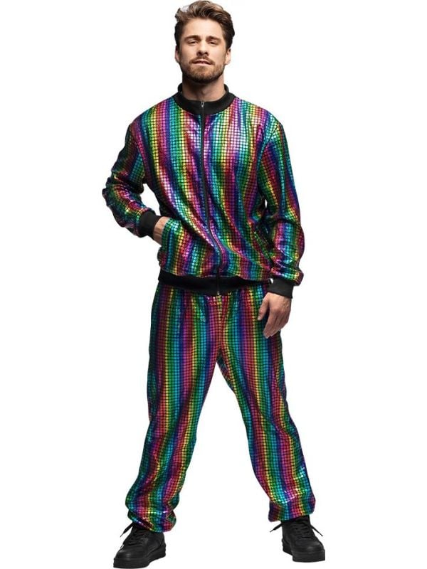 80's Trainingspak regenboog heren